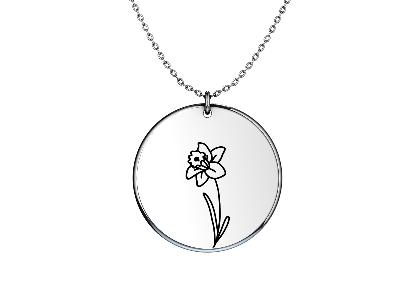 Birth Flower - Coin Necklace
